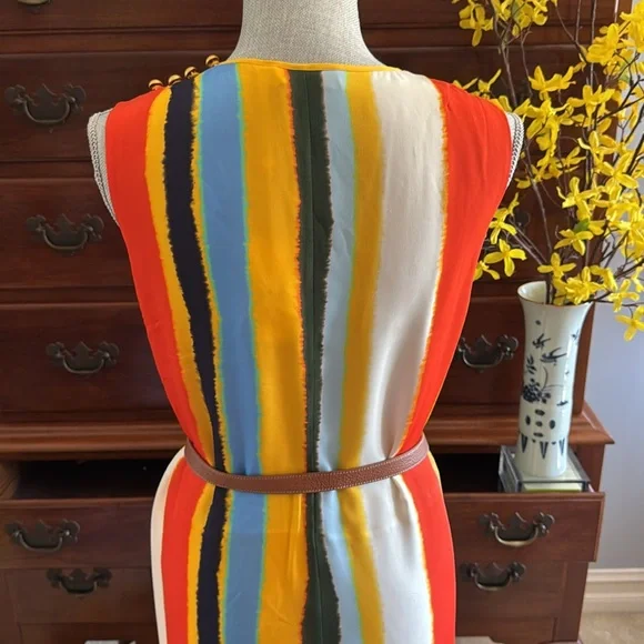 Tory Burch Colourful Striped Sleeveless Bettina Dress Size 12 - Picture 6 of 16